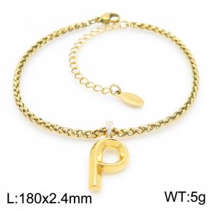 Gold stainless steel letter P bracelet - KB185200-Z