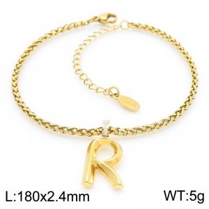 Gold stainless steel letter R bracelet - KB185202-Z