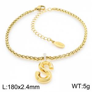 Gold stainless steel letter S bracelet - KB185203-Z