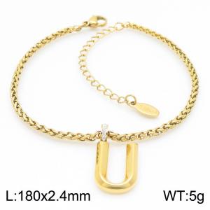 Gold stainless steel letter U bracelet - KB185205-Z