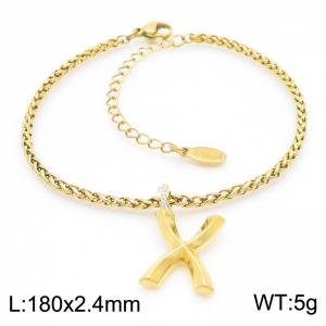 Gold stainless steel letter X bracelet - KB185208-Z