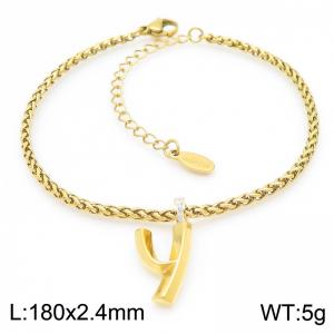 Gold stainless steel letter y bracelet - KB185209-Z