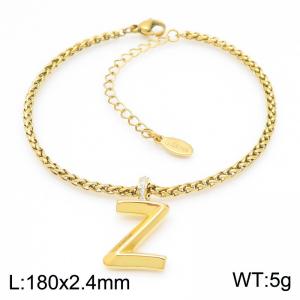 Gold stainless steel letter Z bracelet - KB185210-Z