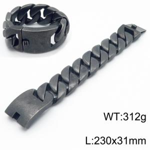 230x31mm Retro Domineering Boil Black Cuban Chain Stainless Steel Jewelry Male Bracelets - KB185262-KJX