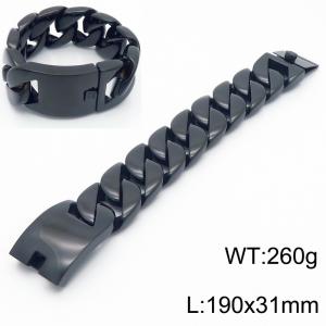 190x31mm Retro Domineering Black Cuban Chain Stainless Steel Jewelry Male Bracelets - KB185266-KJX