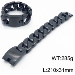 210x31mm Retro Domineering Black Cuban Chain Stainless Steel Jewelry Male Bracelets - KB185267-KJX