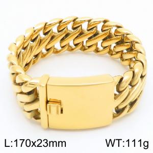 170x23mm Wide Bracelet Stainless Steel Cuff Bangle Bracelets Chunky 18k Gold Plated Jewelry for Men - KB185271-KJX