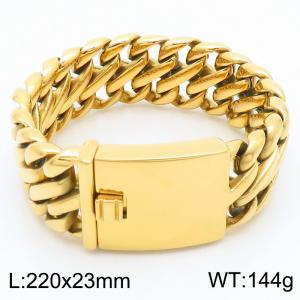 220x23mm Wide Bracelet Stainless Steel Cuff Bangle Bracelets Chunky 18k Gold Plated Jewelry for Men - KB185274-KJX