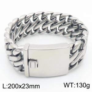 200x23mm Wide Bracelet Chunky Jewelry Stainless Steel Cuff Bangle Bracelets for Men - KB185277-KJX