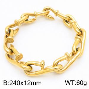 Vintage Jewelry Nail Bracelet 18k Gold Plated Stainless Steel Lifting Hook Bracelets for Men - KB185279-KJX