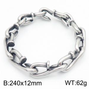 Vintage Jewelry Nail Bracelet Stainless Steel Lifting Hook Bracelets for Men - KB185280-KJX