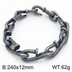 Personality Jewelry Nail Bracelet Boil Black Stainless Steel Lifting Hook Bracelets for Men - KB185281-KJX