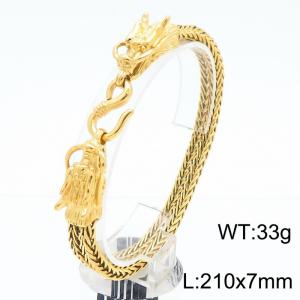 Gold-Plated Stainless Steel Dragon Head Clasp Bracelet - KB185283-KJX