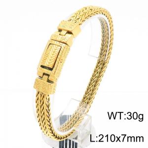 Luxury Gold Plated Stainless Steel Fashion Jewelry Chain Double Row Bracelets For Men - KB185308-KJX