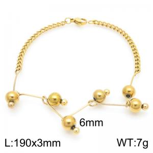 6mm Steel Beads Link Chain Stainless Steel Bracelet Gold Color - KB185343-Z