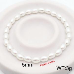 5mm Prastic Pearls Link Chain Bracelet - KB185357-Z