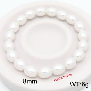 8mm Prastic Pearls Link Chain Bracelet - KB185358-Z
