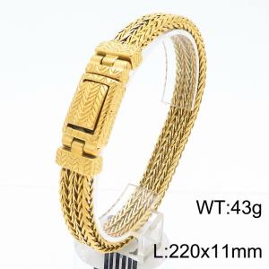 European and American fashion personality stainless steel creative double row braided chain special rectangular magnetic buckle charm gold bracelet - KB185412-KJX