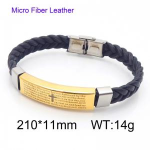 Stainless Steel Leather Bracelet - KB186173-JZ