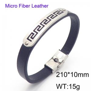 Stainless Steel Leather Bracelet - KB186174-JZ