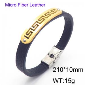 Stainless Steel Leather Bracelet - KB186175-JZ
