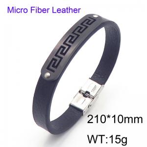 Stainless Steel Leather Bracelet - KB186176-JZ