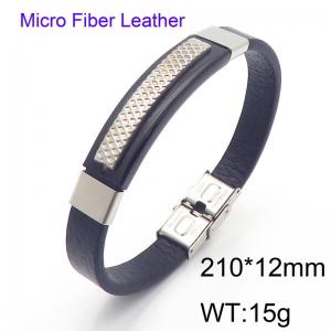 Stainless Steel Leather Bracelet - KB186180-JZ