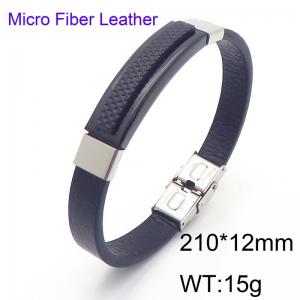 Stainless Steel Leather Bracelet - KB186182-JZ