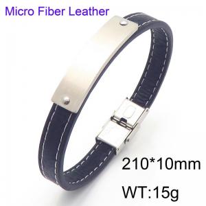 Stainless Steel Leather Bracelet - KB186186-JZ