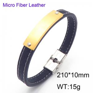 Stainless Steel Leather Bracelet - KB186187-JZ