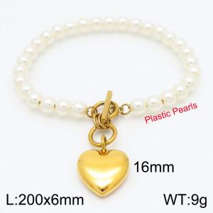 Japanese and Korean artificial pearl stainless steel heart-shaped women's bracelet - KB1862236-Z