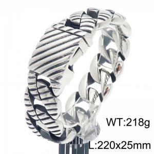 25mm Stainless Steel 304 Striped Cuban Men's Bracelet Silver Color - KB1862282-KJX