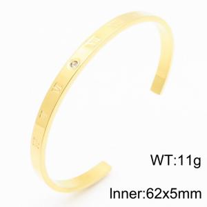 Stainless Steel Stone Bangle - KB186240-XY