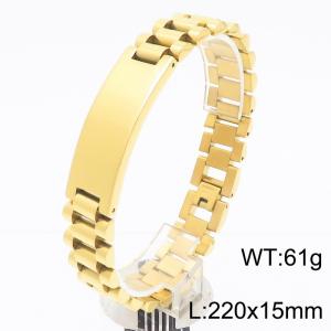 Stainless steel 220 × 15mm strap chain connection rectangular accessory magnetic buckle jewelry fashionable and domineering gold bracelet - KB186338-KFC