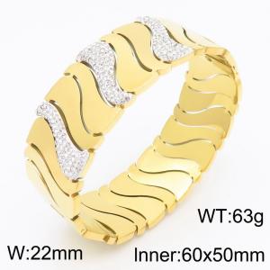 Stainless Steel Stone Bangle - KB186341-SP