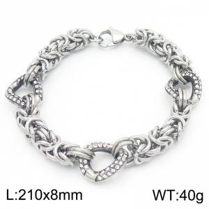 Stainless steel winding chain mixed with heart-shaped gold and silver mixed color women's bracelet - KB186488-Z