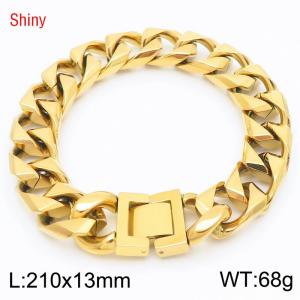 13mm Popular High Quality Stainless Steel Bracelets Bangle Gold Flat Cuban Chain Bracelet Charms Clasp - KB186559-Z