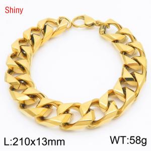 Wholesale 18k Gold PVD Plated Heavy Chain Stainless Steel Cuban Link Bracelet For Fashion Jewelry - KB186566-Z