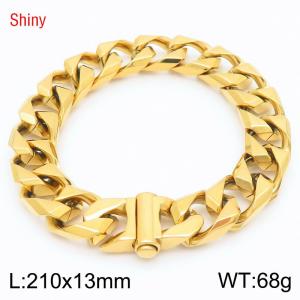 Hip Hop Bracelet Men High Polished Stainless Steel Cuban Chain 18K Gold Plated Cuban Link Bracelet - KB186569-Z