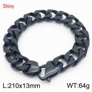 Punk Fashion Black Plated Stainless Steel Jewelry Male Bracelet Chunky Chain Cuban Bracelet with Lobster Lock Jewelry - KB186571-Z