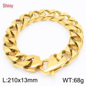 Punk Fashion Gold Plated Stainless Steel Jewelry Male Bracelet Chunky Chain Cuban Bracelet with Lobster Lock Jewelry - KB186572-Z