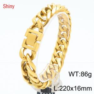 Thick 16mm 18k Gold Plated Stainless Steel Cuban Link Bracelet for Men Jewelry Titanium Bracelets - KB186575-Z