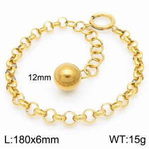 Stainless Steel O Link Chain Bracelet For Women Simple Holling Ball Charm Gold Color Jewelry - KB186642-Z