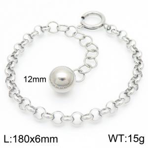 Stainless SteelO Link Chain Bracelet For Women Simple Holling Ball Charm Jewelry - KB186643-Z