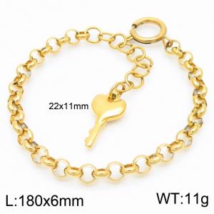 Stainless Steel O Link Chain Bracelet For Women Simple Key Charm Gold Color Jewelry - KB186648-Z