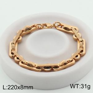 Gold stainless steel cutting long grain gear bracelet - KB186673-Z