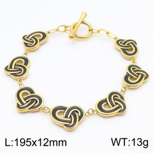 195mm Unisex Fashion Gold-Plated Stainless Steel Links Bracelet - KB186692-GC