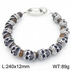 Punk hip-hop style titanium steel skull bead bracelet for men - KB186937-Z