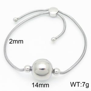 European and American fashion ins style stainless steel snake bone chain string round bead accessories adjustable size charm silver bracelet - KB186950-KFC