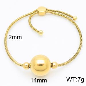 European and American fashion ins style stainless steel snake bone chain string round bead accessories adjustable size charm gold bracelet - KB186951-KFC